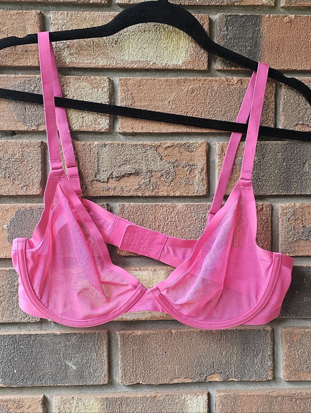 CUUP Pink Mesh Plunge Bra